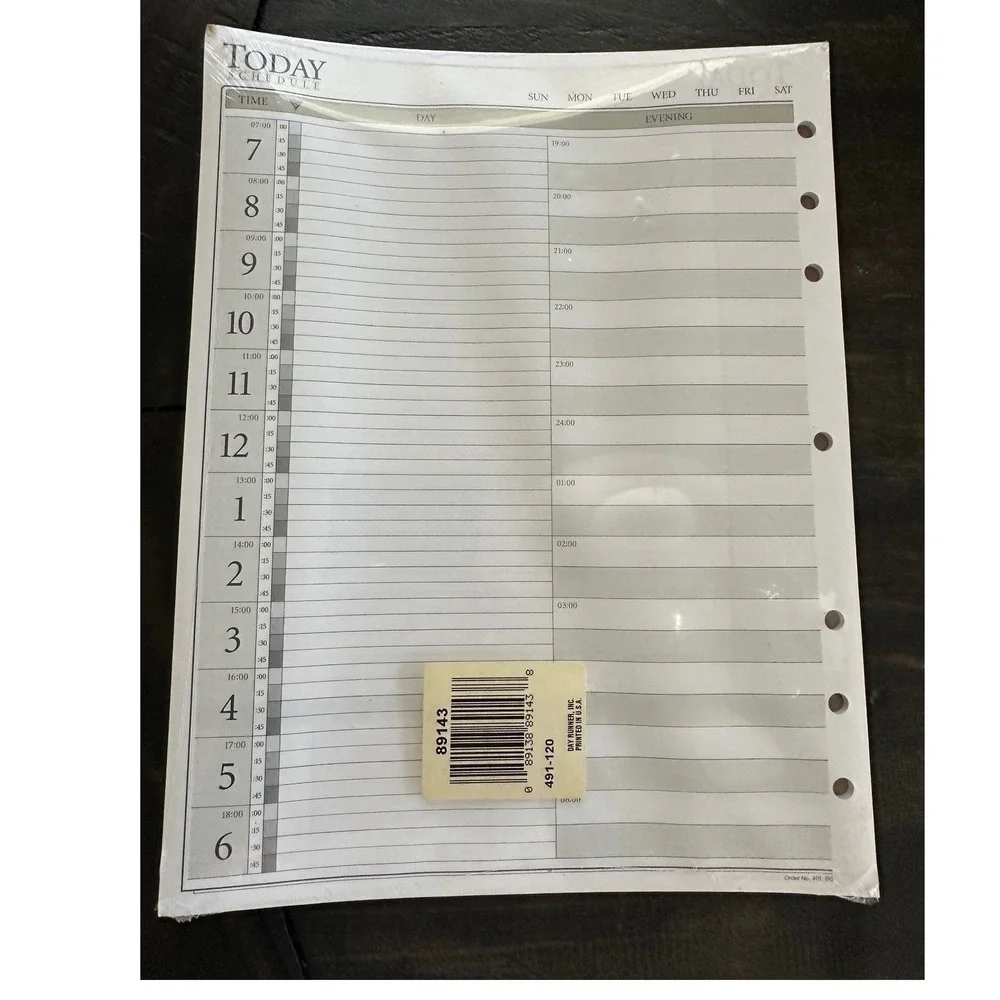 Day Runner PRO 2-Page Daily Calendar Pages 7-Ring Non-dated 8.5x11 89143 491-120